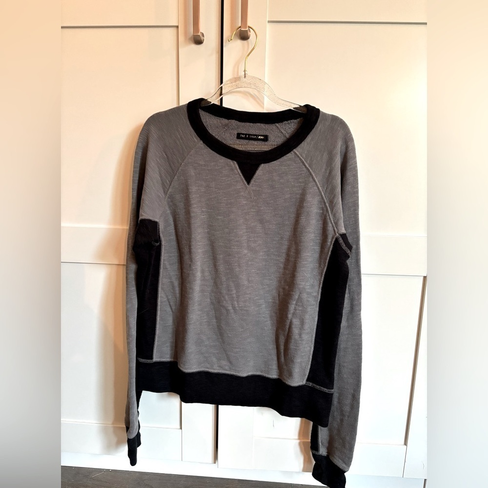 Rag and Bone Black Gray Pullover Sweatshirt Size Small Casual Minimalist Chic